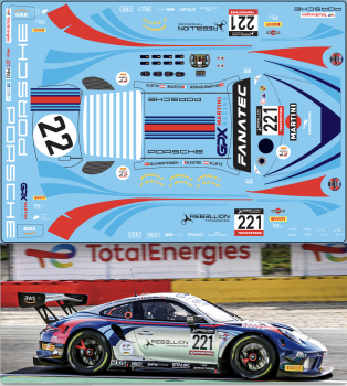 Decal Porsche 911 GT3R GPX  Racing Martini SPA  #221 2022